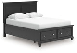 Lanolee Black Queen Panel Storage Bed angled side view