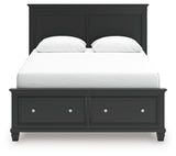 Lanolee Black Queen Panel Storage Bed head-on view