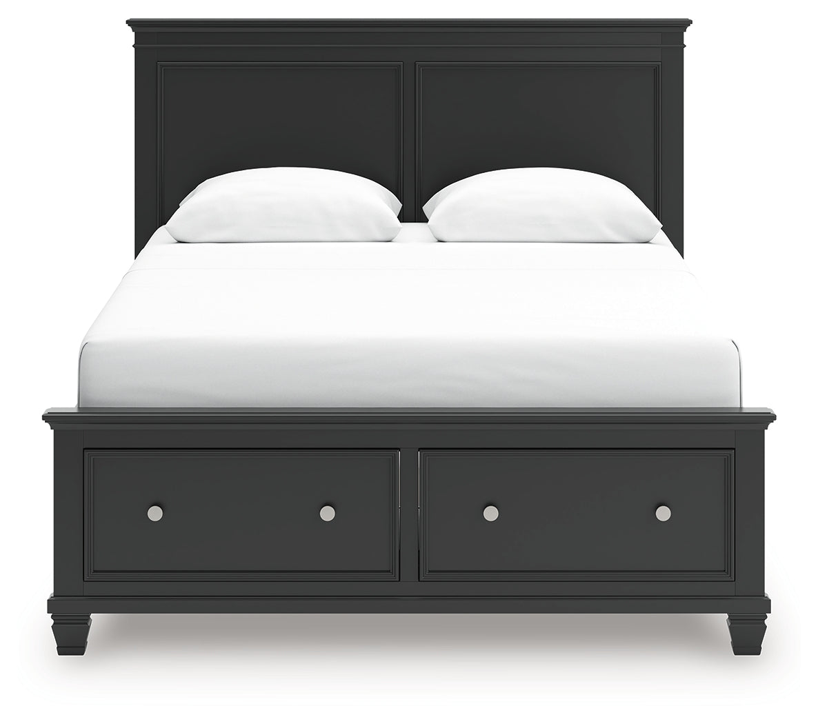 Lanolee Black Queen Panel Storage Bed head-on view
