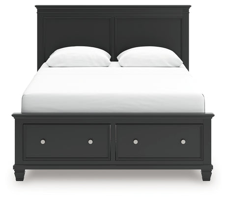 Lanolee Black Queen Panel Storage Bed head-on view
