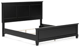 Lanolee Black King Panel Bed angled headboard view