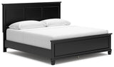 Lanolee Black King Panel Bed angled side view
