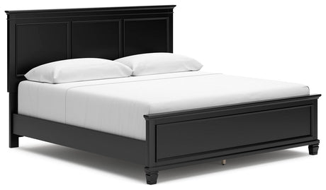 Lanolee Black King Panel Bed angled side view
