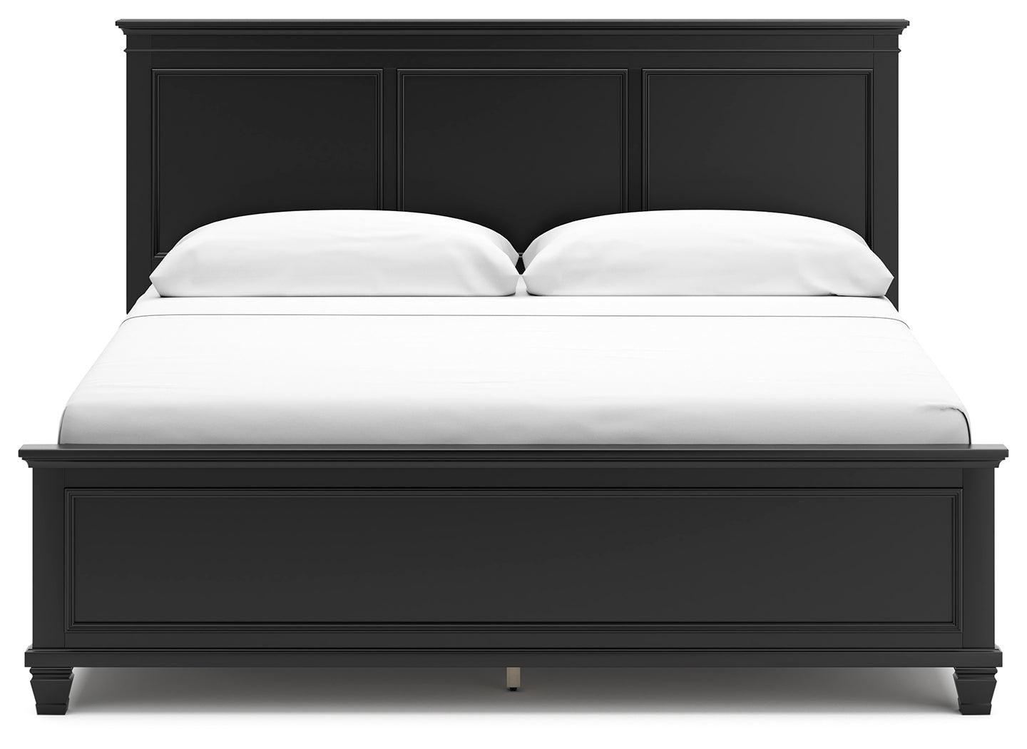 Lanolee Black King Panel Bed head-on view