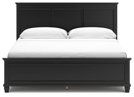 Lanolee Black King Panel Bed head-on view