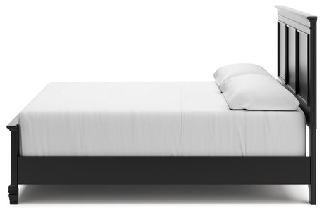 Lanolee Black King Panel Bed side alternate angle