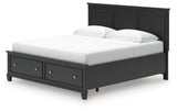 Back view of Lanolee Black King Panel Storage Bed