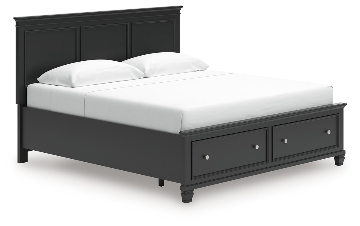 Lanolee King Panel Storage Bed angled side view