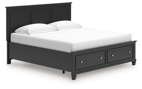 Lanolee King Panel Storage Bed angled side view