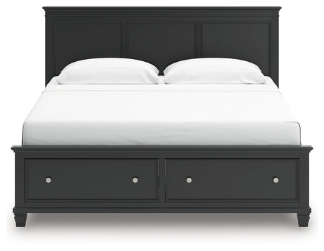 Side profile of Lanolee King Panel Storage Bed
