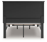 Back view of the black full panel storage bed