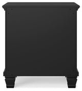Lanolee Black Nightstand back view showing overall structure