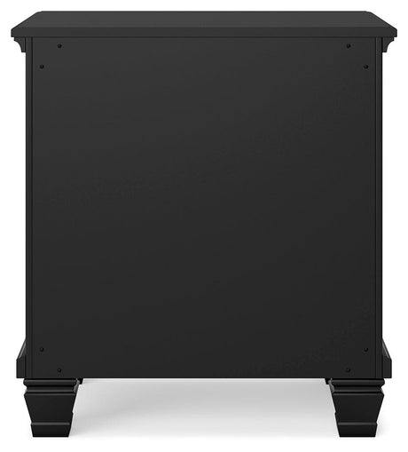 Lanolee Black Nightstand back view showing overall structure