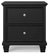 Lanolee Black Nightstand head-on view showing front details