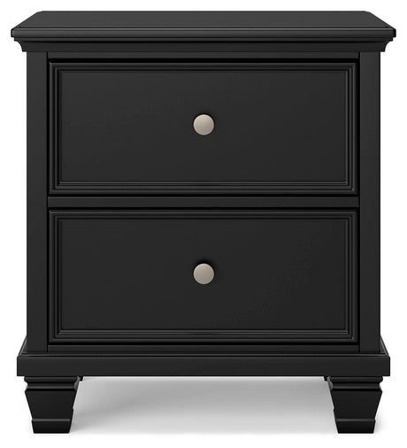 Lanolee Black Nightstand head-on view showing front details
