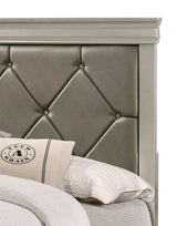 Amalia Silver Wood Faux Leather Upholstered Tufted Panel Bedroom Set - Ella Furniture