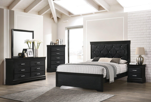 Amalia King Bed close-up on tufted velvet headboard