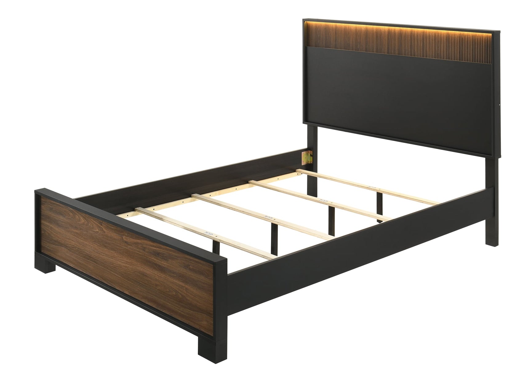 Nemy Brown LED Panel Queen Bed view 3