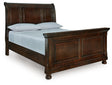 Porter Rustic Brown Queen Sleigh Bed angled view showing headboard and footboard