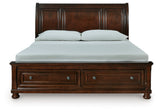 Storage footboard with two drawers open