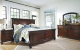 Porter Rustic Brown Queen Panel Bed angled view