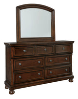 Porter Rustic Brown Dresser and Mirror angled side view