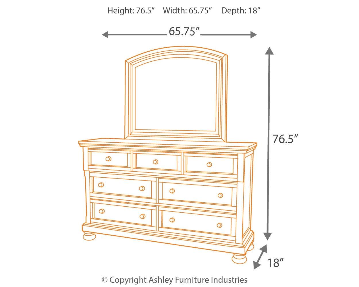 Porter Rustic Brown Dresser dimensions diagram