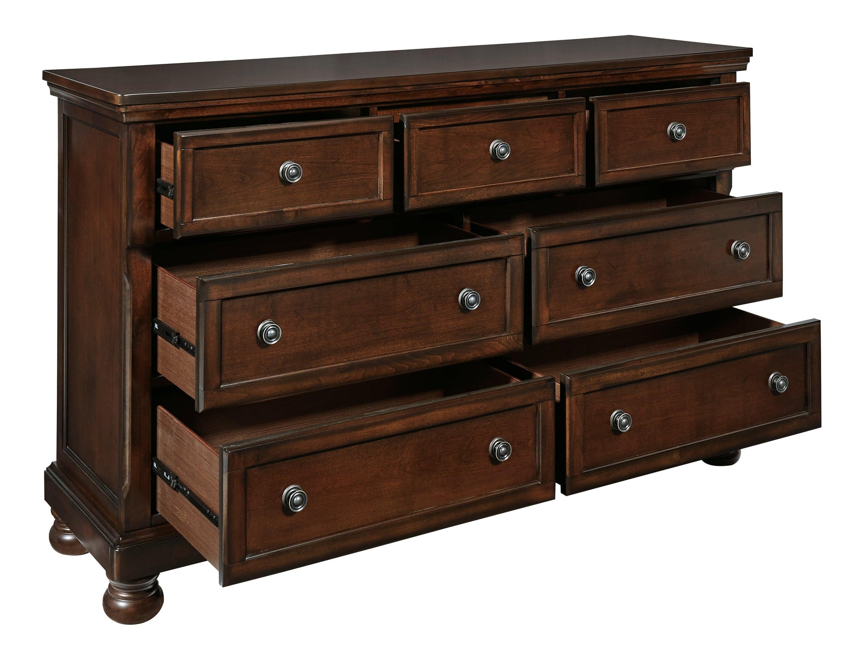 Porter Rustic Brown Dresser open top drawer view