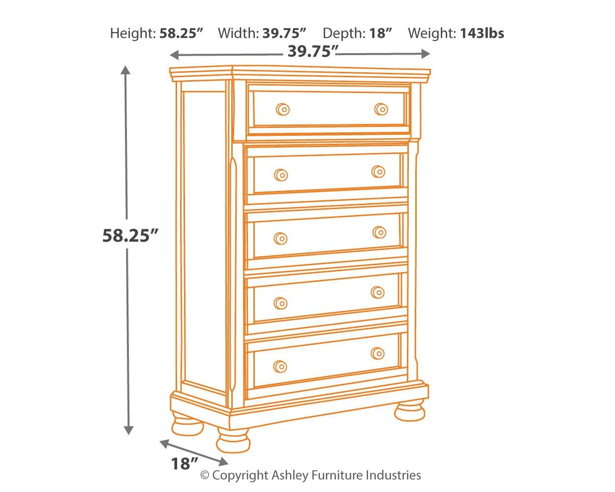 Porter Chest of Drawers dimension diagram