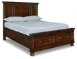 Porter Rustic Brown Queen Panel Storage Sleigh Bed angled side view