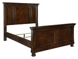 Porter Rustic Brown Queen Panel Bed headboard close-up