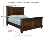 Porter Rustic Brown Queen Panel Bed dimension diagram