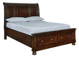 Porter Rustic Brown Queen Sleigh Bed angled side view