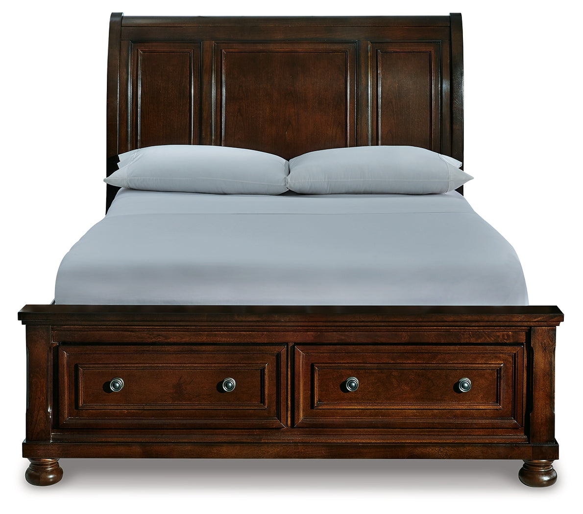 Porter Rustic Brown Queen Sleigh Storage Bed front view