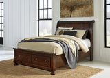 Porter Rustic Brown Queen Sleigh Bed full side view