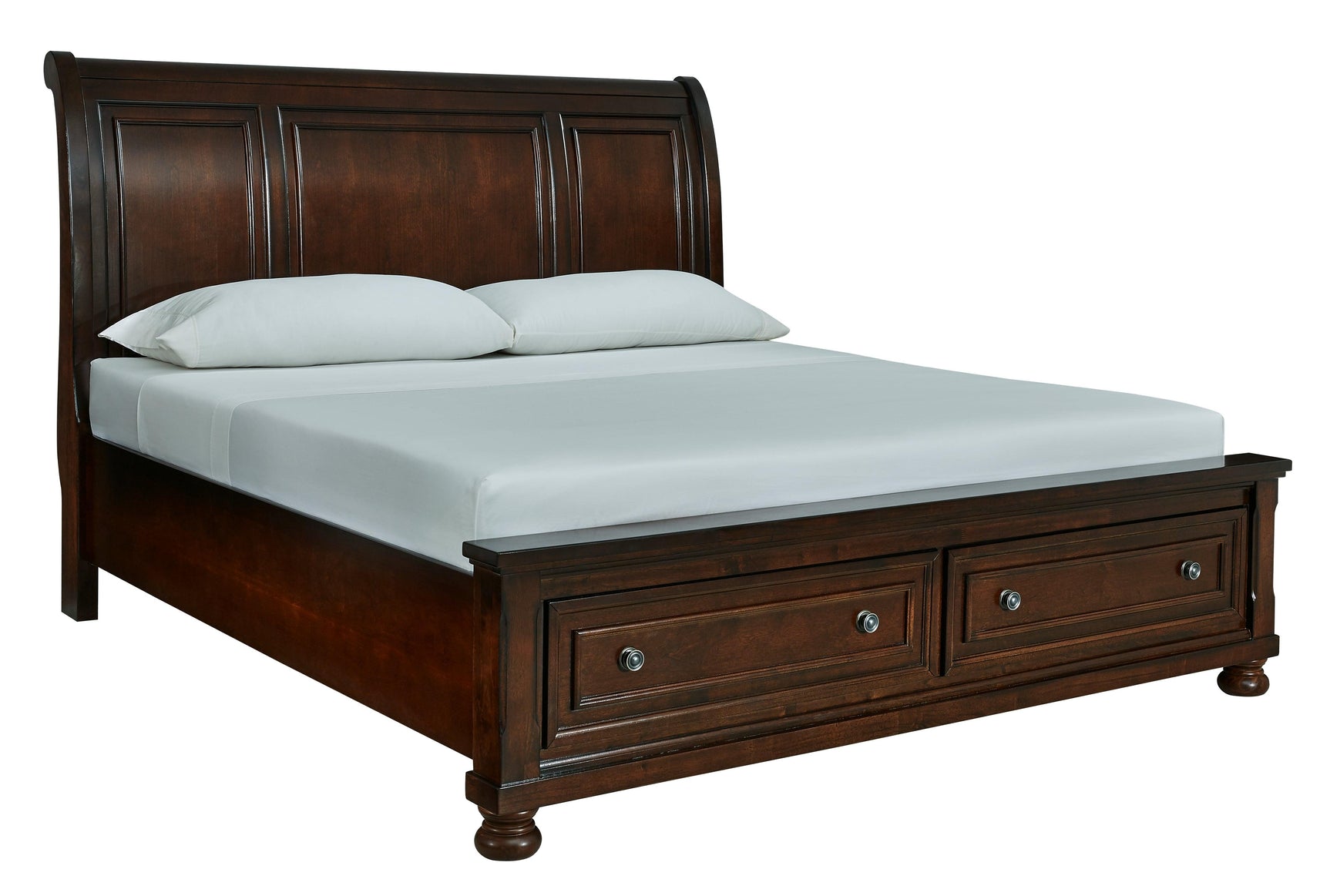Porter Rustic Brown King Sleigh Bed angled side view