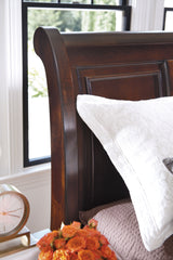 Porter Rustic Brown Queen Sleigh Storage Bed front view