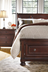 Porter Rustic Brown Queen Sleigh Storage Bed front view