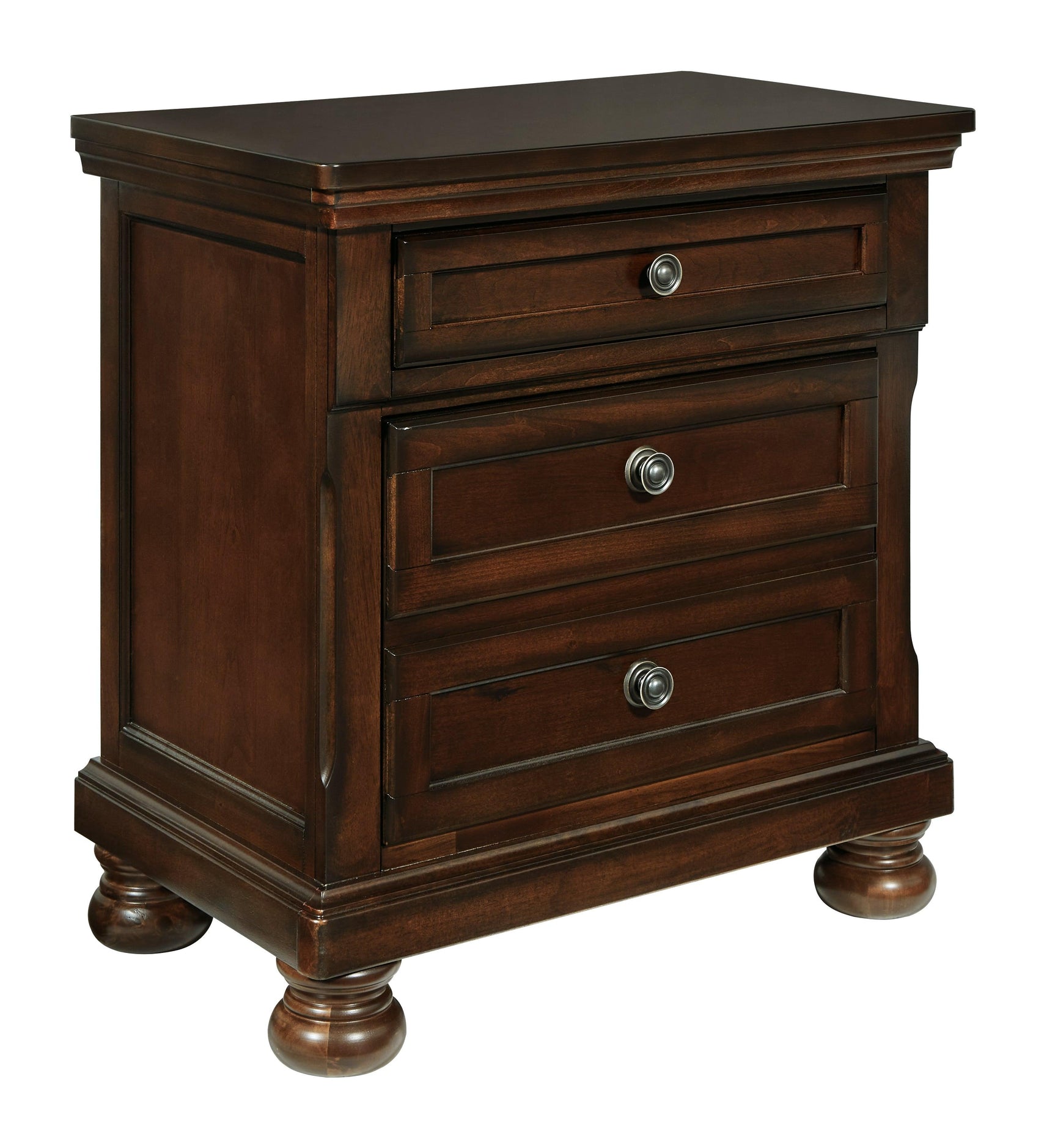 Porter Rustic Brown Nightstand side view