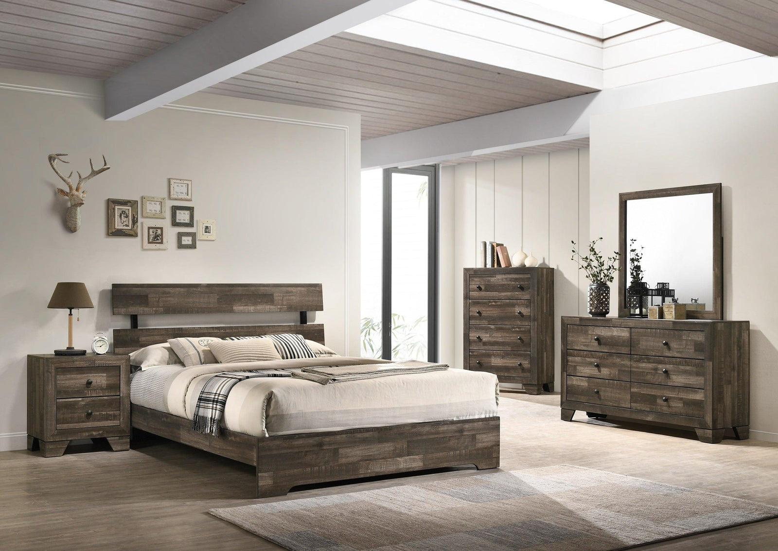main view of Atticus Brown Platform Bedroom Set bed