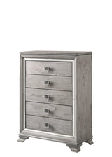Gray wood Vail dresser with hidden compartment access