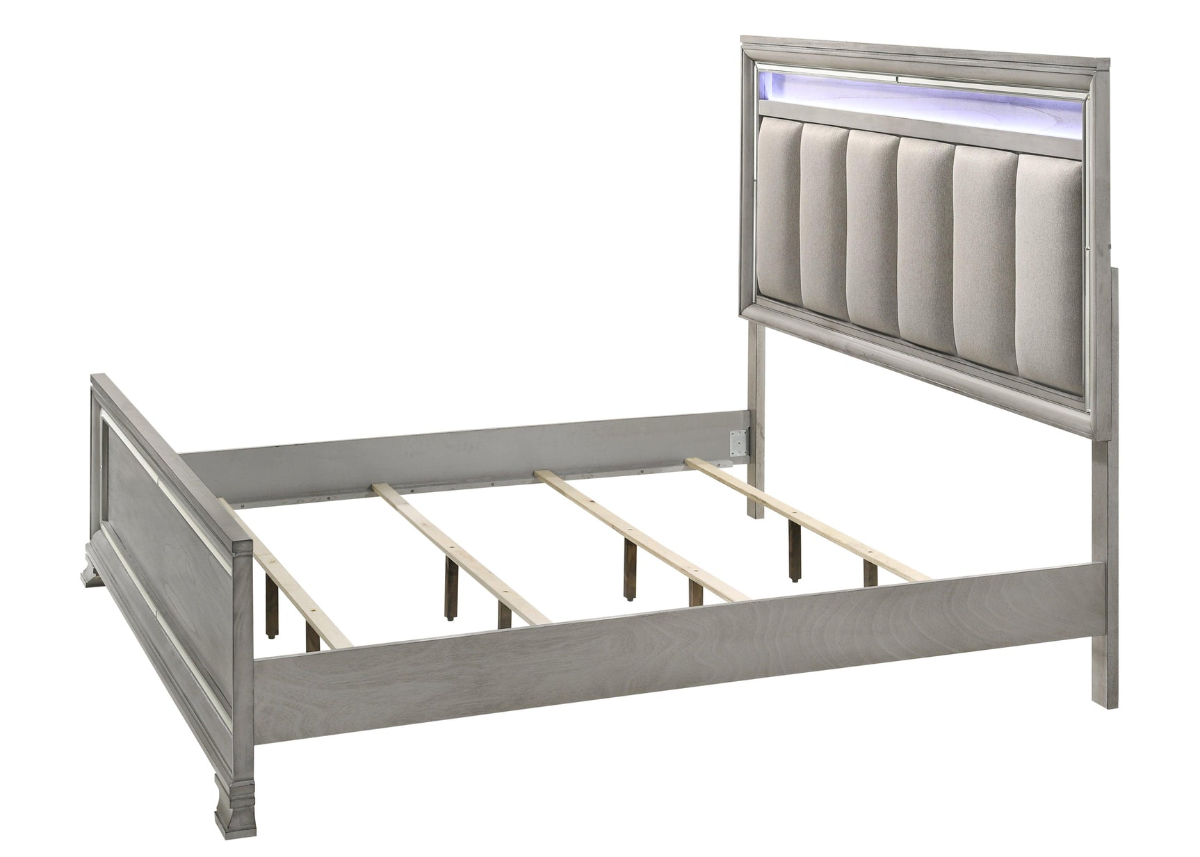 Vail Queen Bed headboard glowing LED light at night