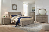 Lettner Light Gray Dresser and Mirror - close-up of hardware and finish