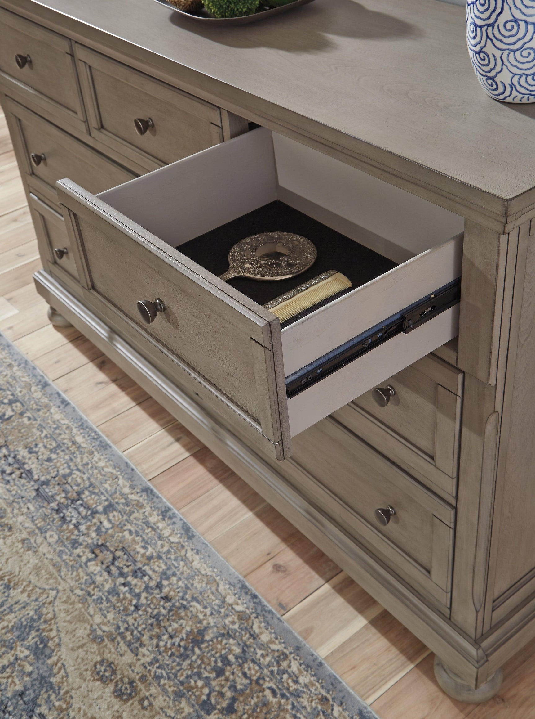 Detail of dovetail drawer joinery on Lettner Dresser