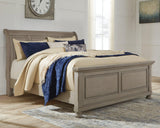 Lettner Light Gray Queen Sleigh Bed - close-up on panel details