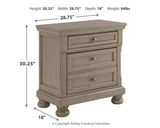 Top view with dimension measurements of Lettner Nightstand