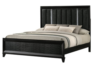 Cressida Black Upholstered Panel King Bed from Decor Furniture