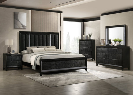 Cressida Black Upholstered Panel Bedroom Set from Decor Furniture