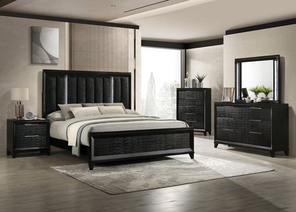 Cressida Black Upholstered Panel Bedroom Set from Decor Furniture