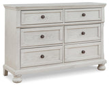 Robbinsdale Antique White Dresser angled closed view